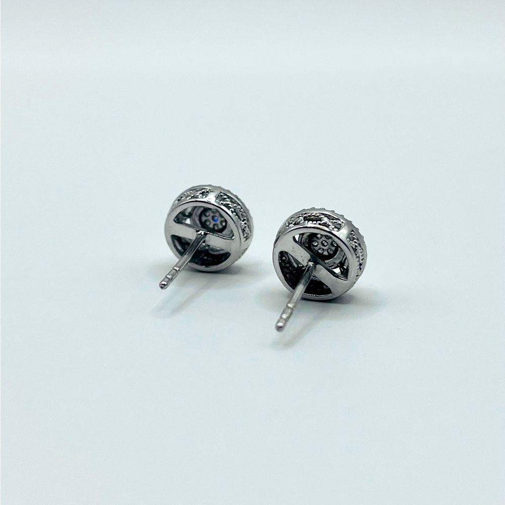 Round Natural Diamond Stud Earrings - Picture 6 of 7